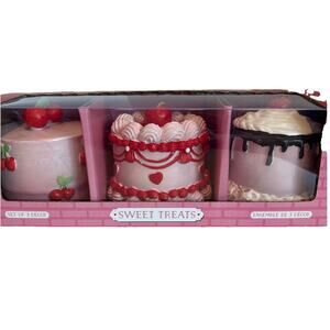 Sweet Treat Mini Pink Cakes Cherry Figurines Christmas Valentines Day Set of 3